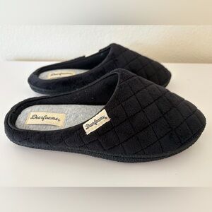 Dearfoam Black Quilted Slippers Size 5-6